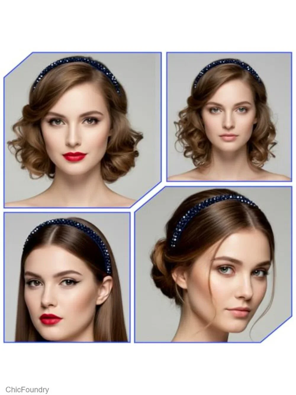 Sparkly Crystal Rhinestone Headband Padded Bling Hair Hoop for Women Girls